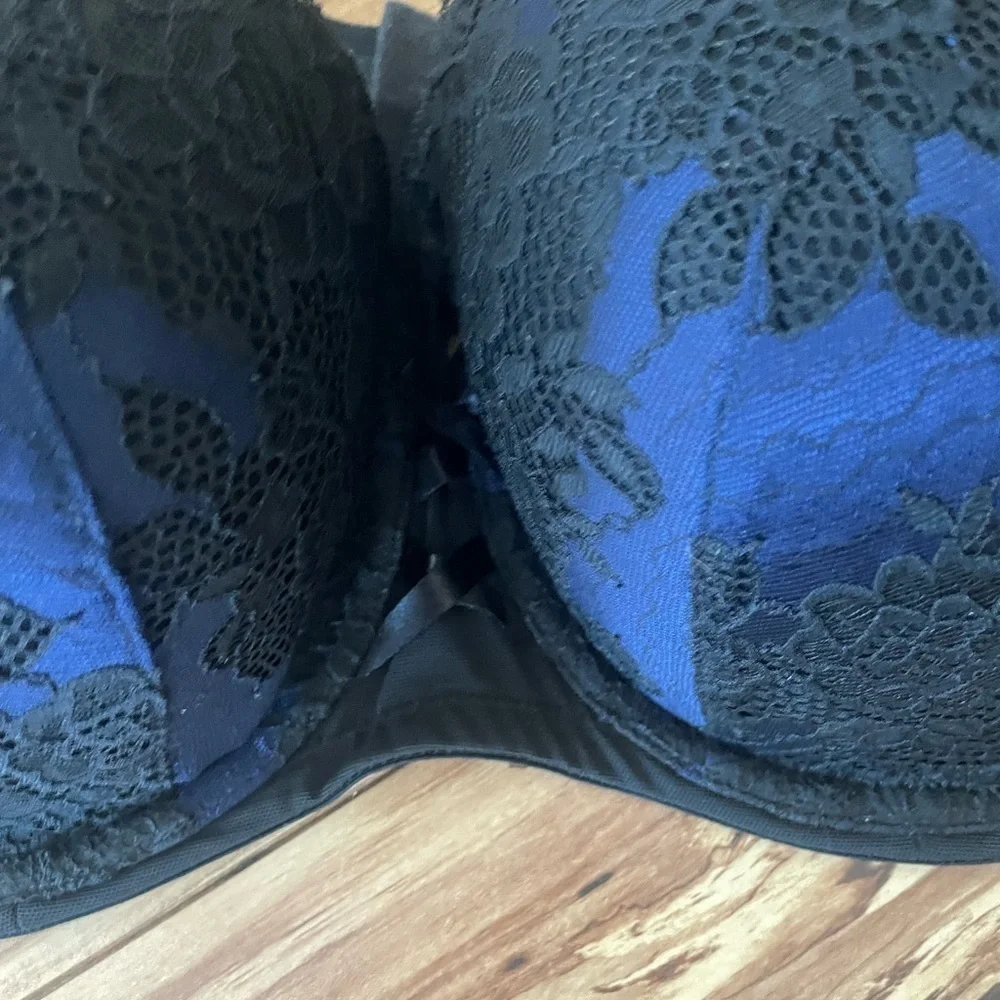 Cacique bra purple and black lace size 42DD boost balconette - Picture 4 of 11